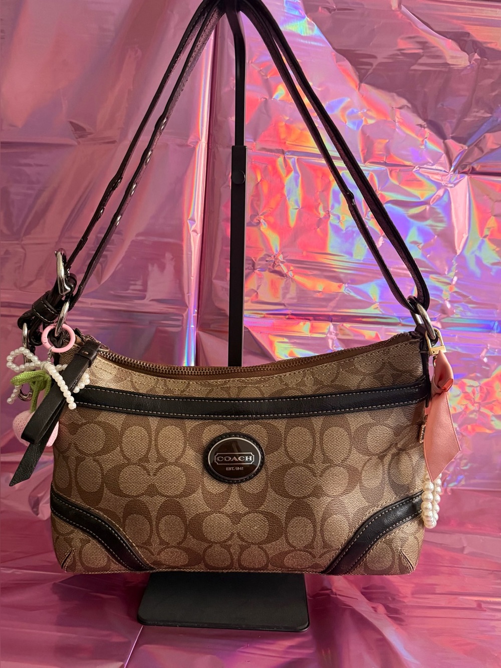 Vintage Coach Heritage Signature Demi Pouch / Baguette